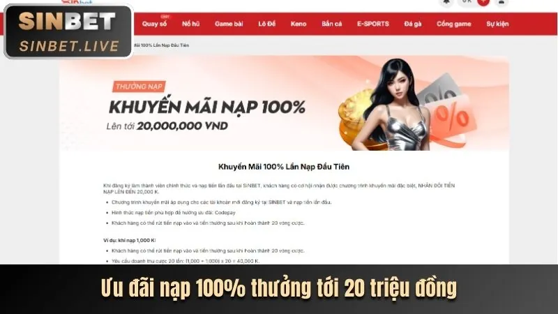 Thưởng chào mừng 100% 1888bet